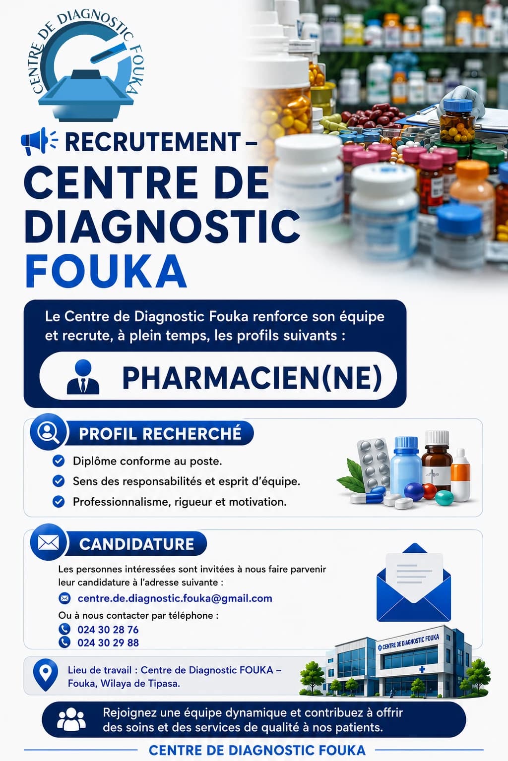 Affiche de recrutement : pharmacien(ne)